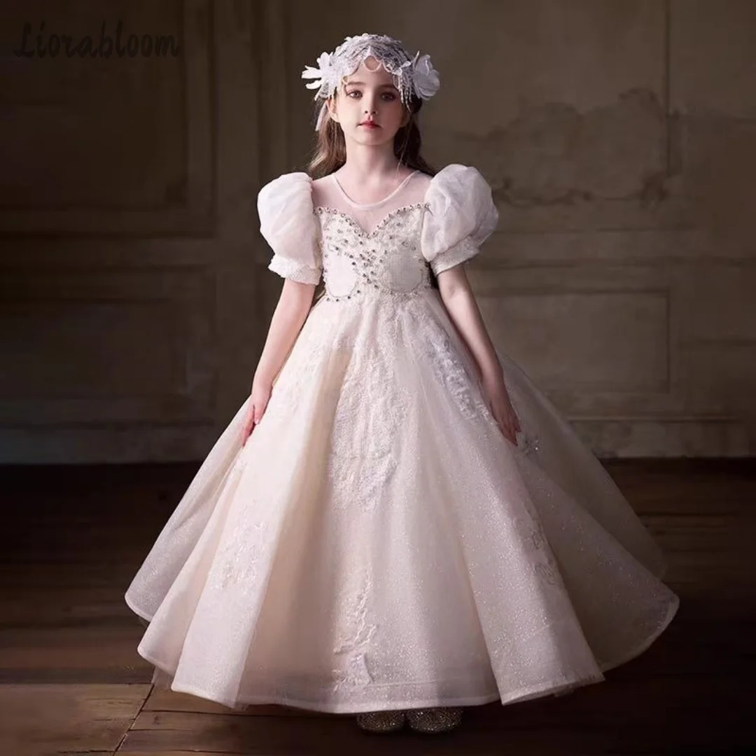 

Custom-Designed Intricately Embellished Gown Full-Skirted Tulle Flower Girl Dress Princess-Style Gown Voluminou свадебное платье