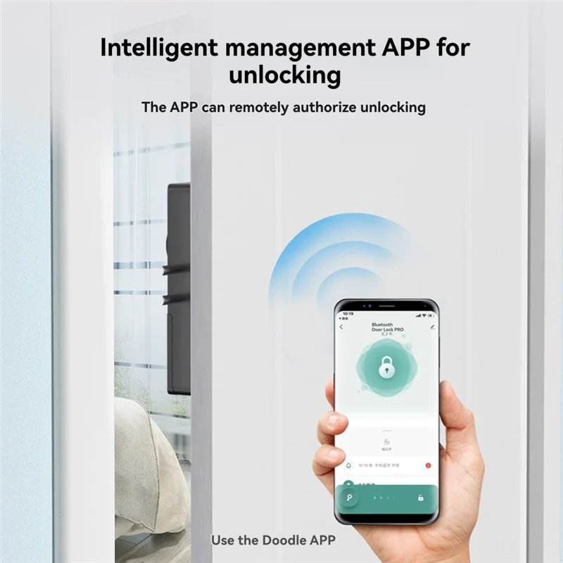 【Sleek Design】TTLOCK Bluetooth Remote Control Smart Invisible Lock Keyless IC Card Lock Punch-Free No-Drill Hole Wooden Door Mor