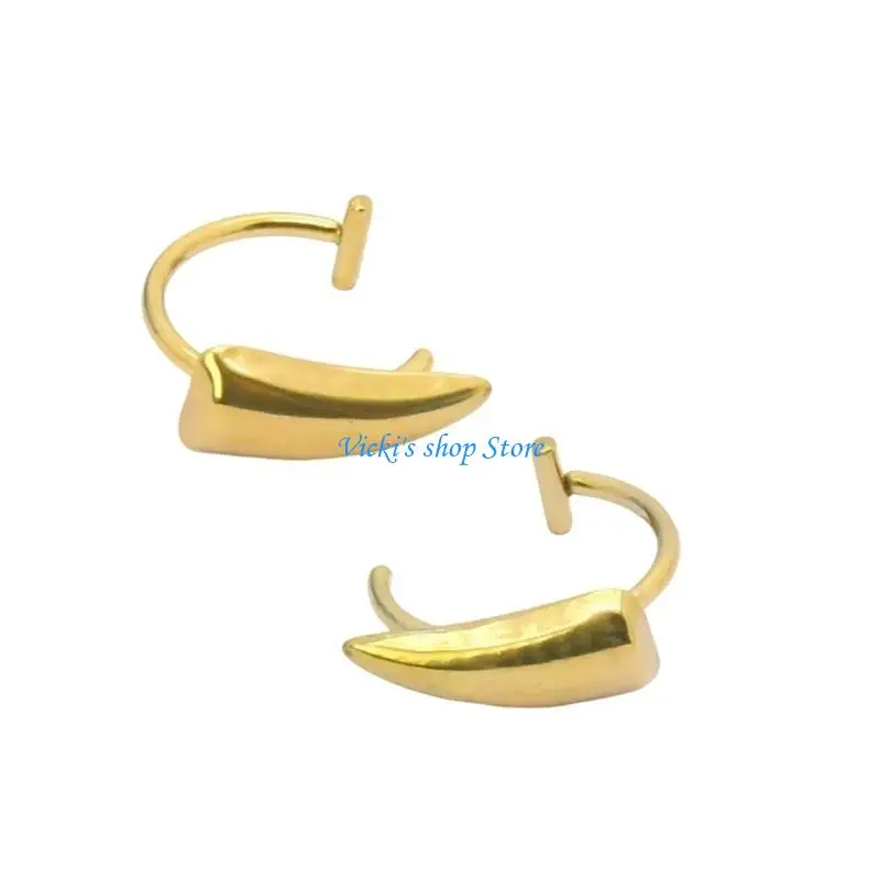 

C1FC Stylish Fang Lip Cuffs No Piercing Jewelry Stainless Steel For Everyday Wear