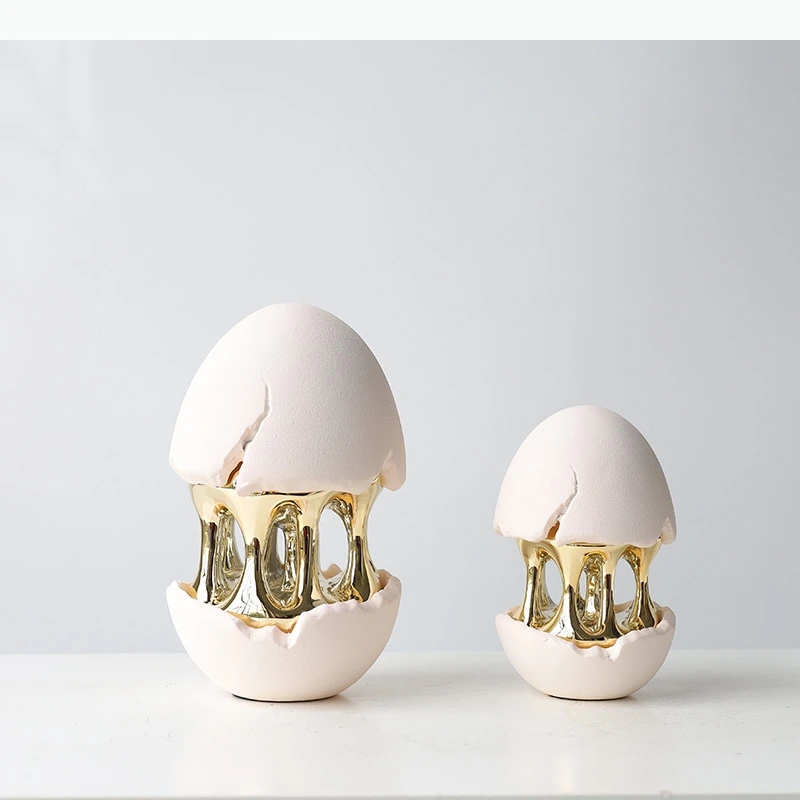 Resin Handicraft Abstract Eggshell Hollow Out Cracked Lava Decorative Figurines Home Decoration Accessories