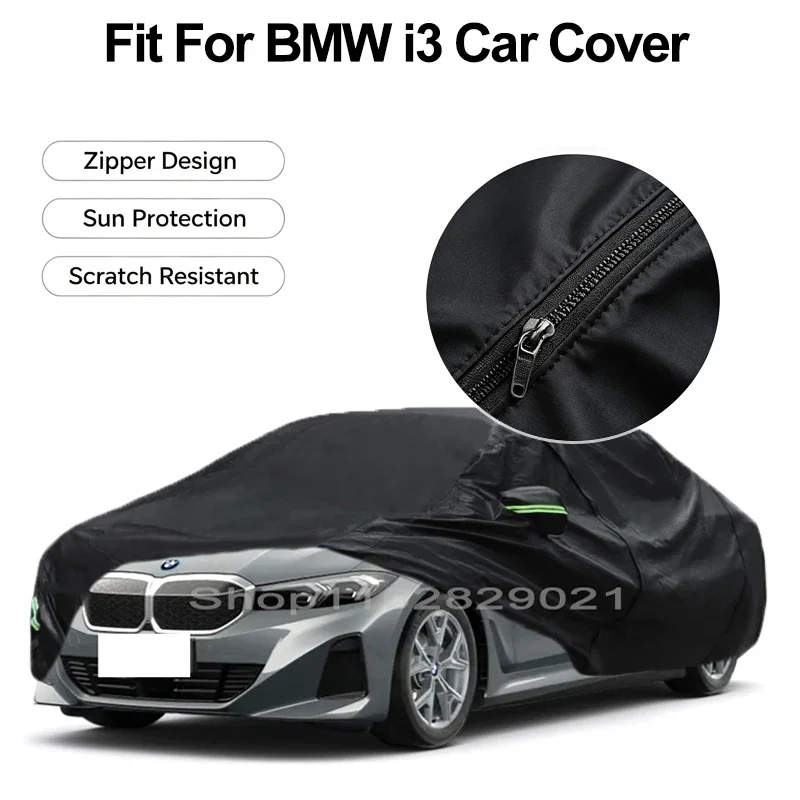 Zipper Door Waterproof Car Cover For BMW i3 Windproof Dustproof UV Protection All Weather Auto Protector