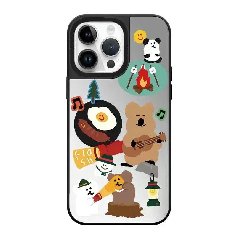 

Mirror Surface Bear Phone Case Cover for iPhone 14 13 12 11 15 Pro Max Case for iPhone 15 ProMax