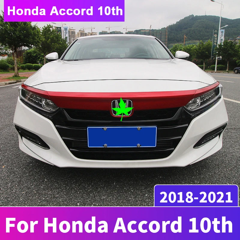 For Honda Accord X 10th 2018 2019 2020 2021 ABS Carbon Fiber Front Hood Bonnet Grill Lip Molding Cover Strips Trim Accessories