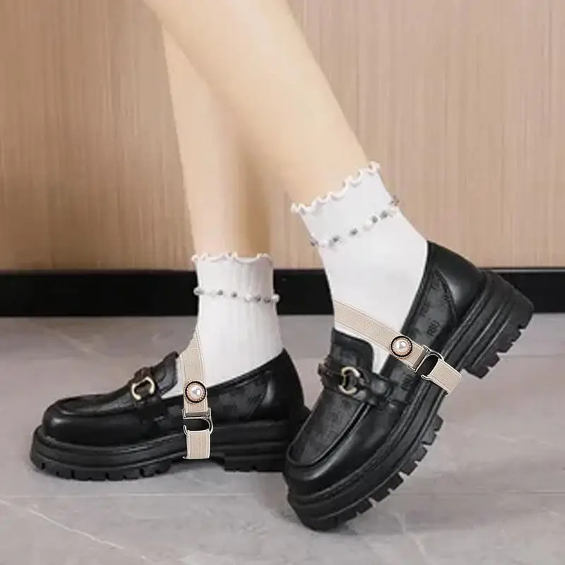 High Heeled Shoelaces Flexible Shoe Straps Anti-Loose Shoe Belts Extender With Pearl Detachable Anti-Slip Shoelace Accessory