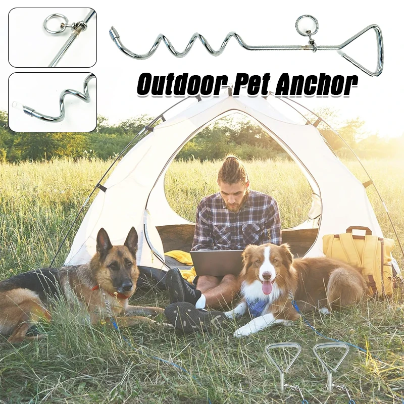 Outdoor Camping Dog Stake Pet Leash Pet Dog Tie Stake Reusable Spiral Ground Pegs Metal Stakes For Large Dogs Leash Single Spike view 4
