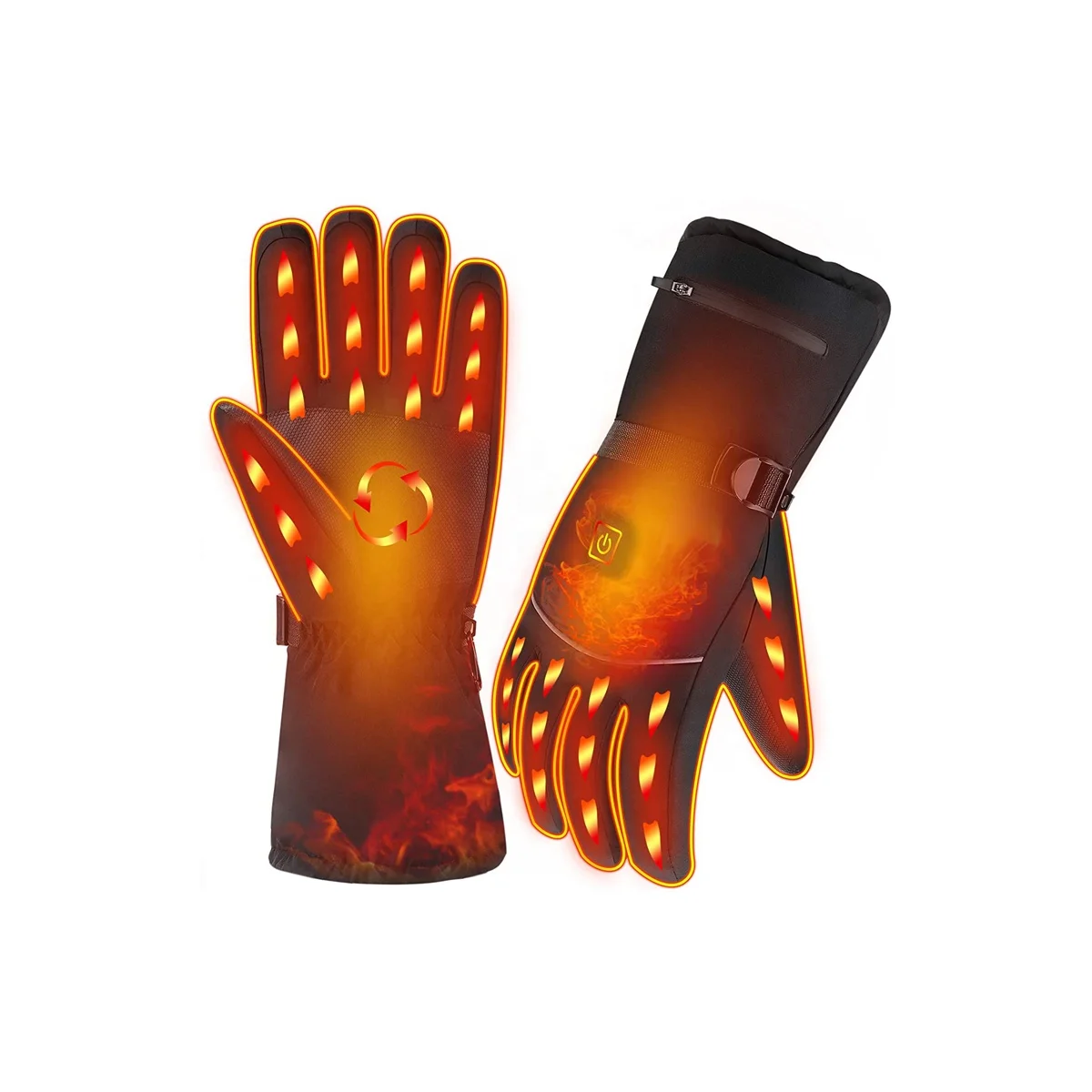 Heated Ski Gloves, Reflective Anti-Slip Hook and Loop, Adjustable Battery Pouch, Control Button, 128 Characters Max Length