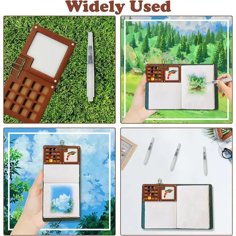 ABMO Portable Miniature Painting Kit 15 Grid, Watercolor For Travel Set For Students Artists Painters- Includes Palette Pocket