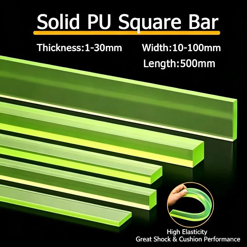 1Pcs 500mm Solid PU Polyurethane Square Strip/Bar Elastic Rectangular High Temperature Resistance Rubber Block Thick 1-30mm