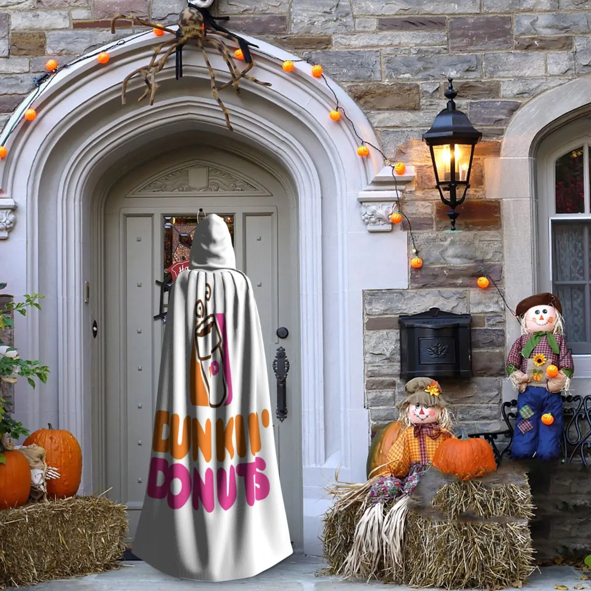 Dunkin Donuts Long Hooded Cloak Witch Medieval Costume Cosplay Cape HalloweenCoat Adult Unisex view 4