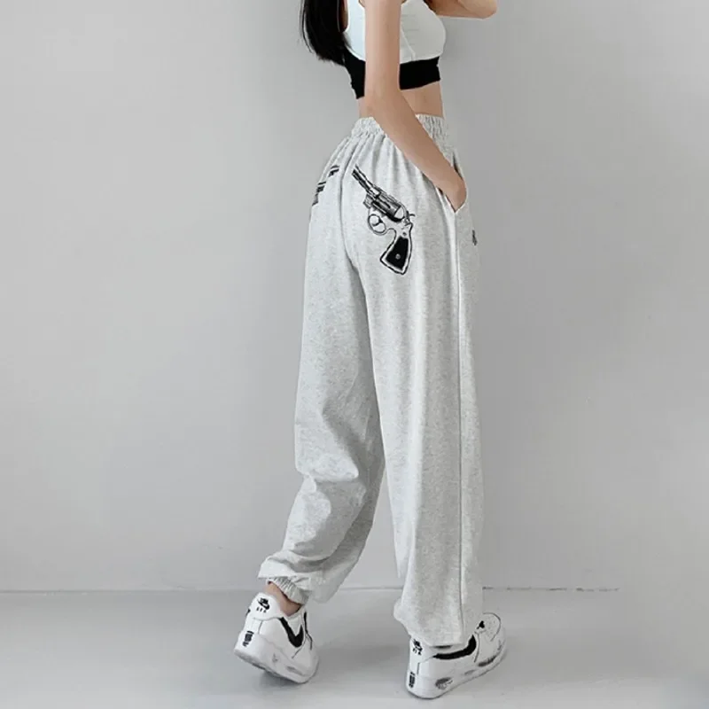 

Korean Y2K Streetwear White Jogging Sweatpants Women Harajuku Sports Pants Oversized Hip Hop Letter Harem Pant