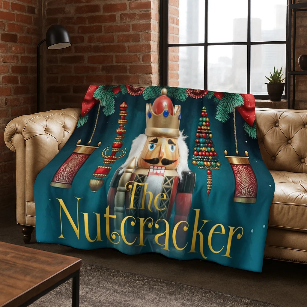 2026 جديد كسارة البندق شجرة عيد ميلاد سعيد الكرتون دمية هدية الفانيلا بطانية ، لينة رمي بطانية للمنزل غرفة نوم أريكة تتحول لسرير الاطفال #6