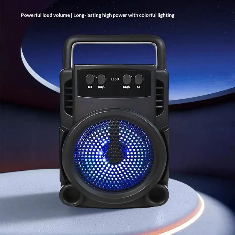 Bluetooth Speaker With Stylish Design High-Quality Sound Long Battery Life, Ambient Lighting Portable Subwoofer And Loud Volume