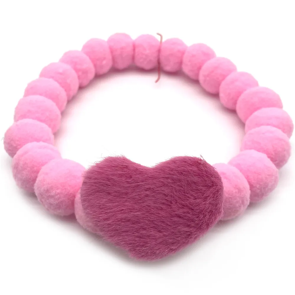 12pcs Valentine\'s Day Style Pet Dog cat Hair Ball Necklace Heart Shape Pet Dog Cat Bowties Neckties Dog Grooming Accessories