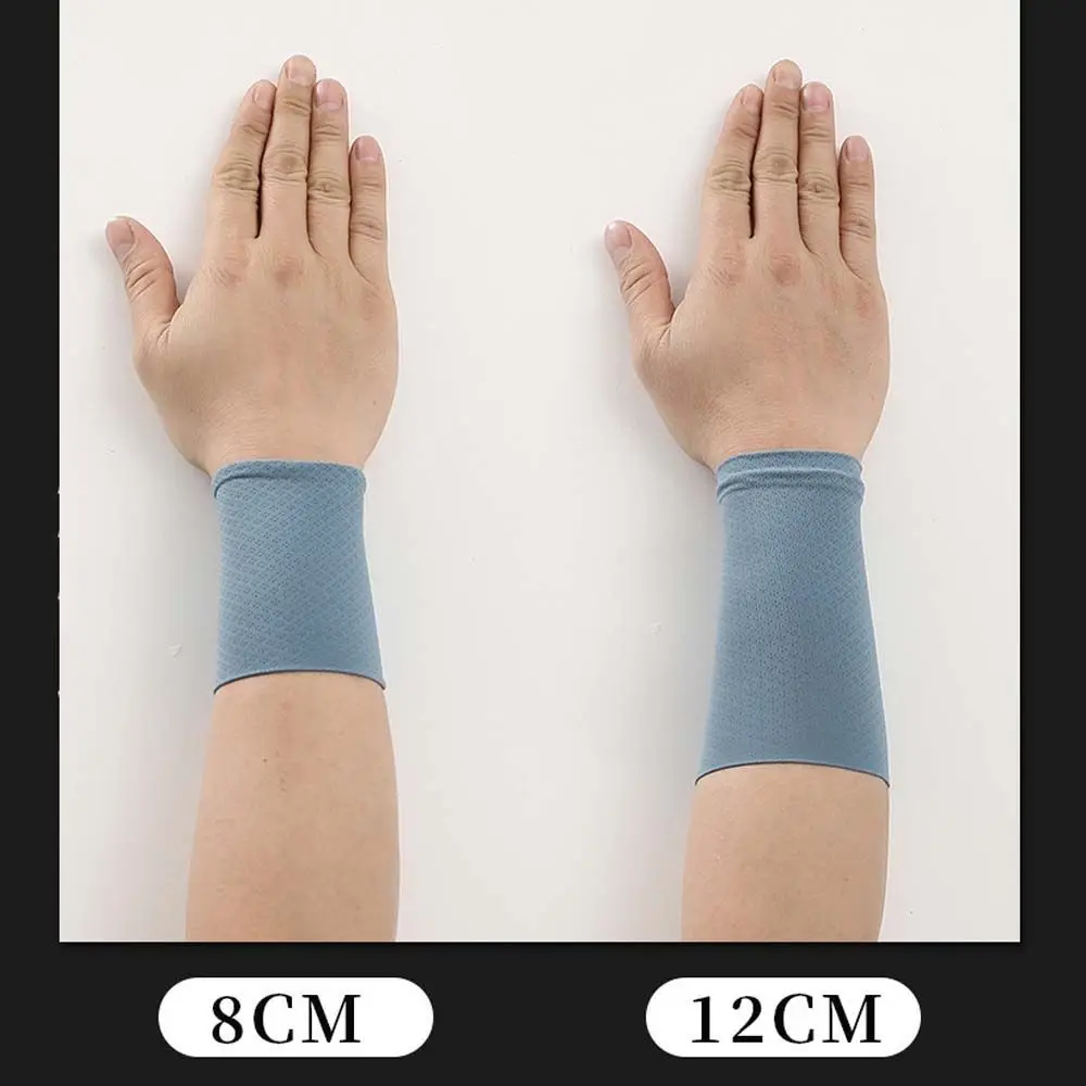 Unisex Ice Silk Cooling Sleeves, Capa de pulso elástica ao ar livre, Protetor solar Sports Wristband, Mangas de ciclismo, 1 par