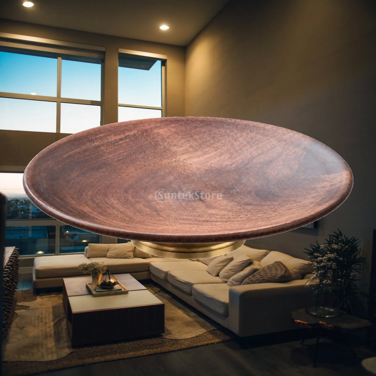 Black Walnut Pedestal Snack Tray for Home Kitchen Fruit Pastry Serving with Visible Wood Grain