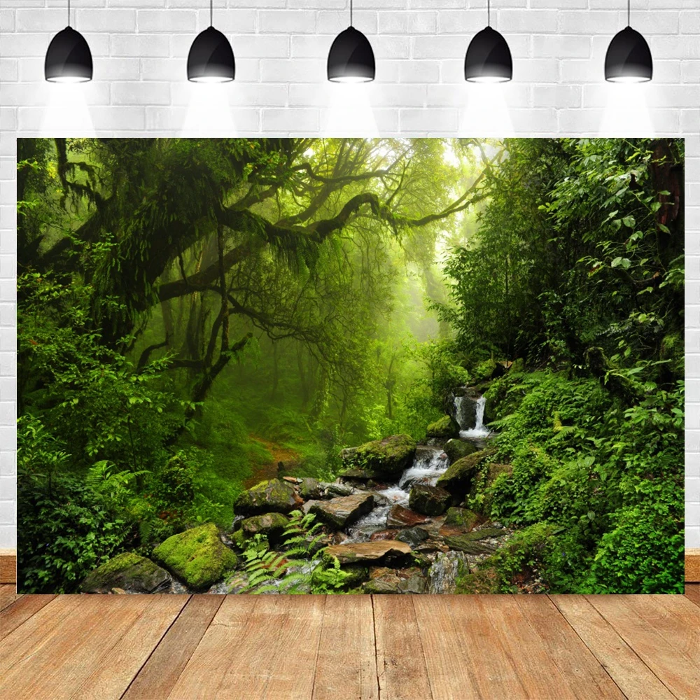 Tropical Forest Scenery Backdrop Photography Baby Shower Green Leaves Adventure Wedding Photo Photographic Room Decor Background