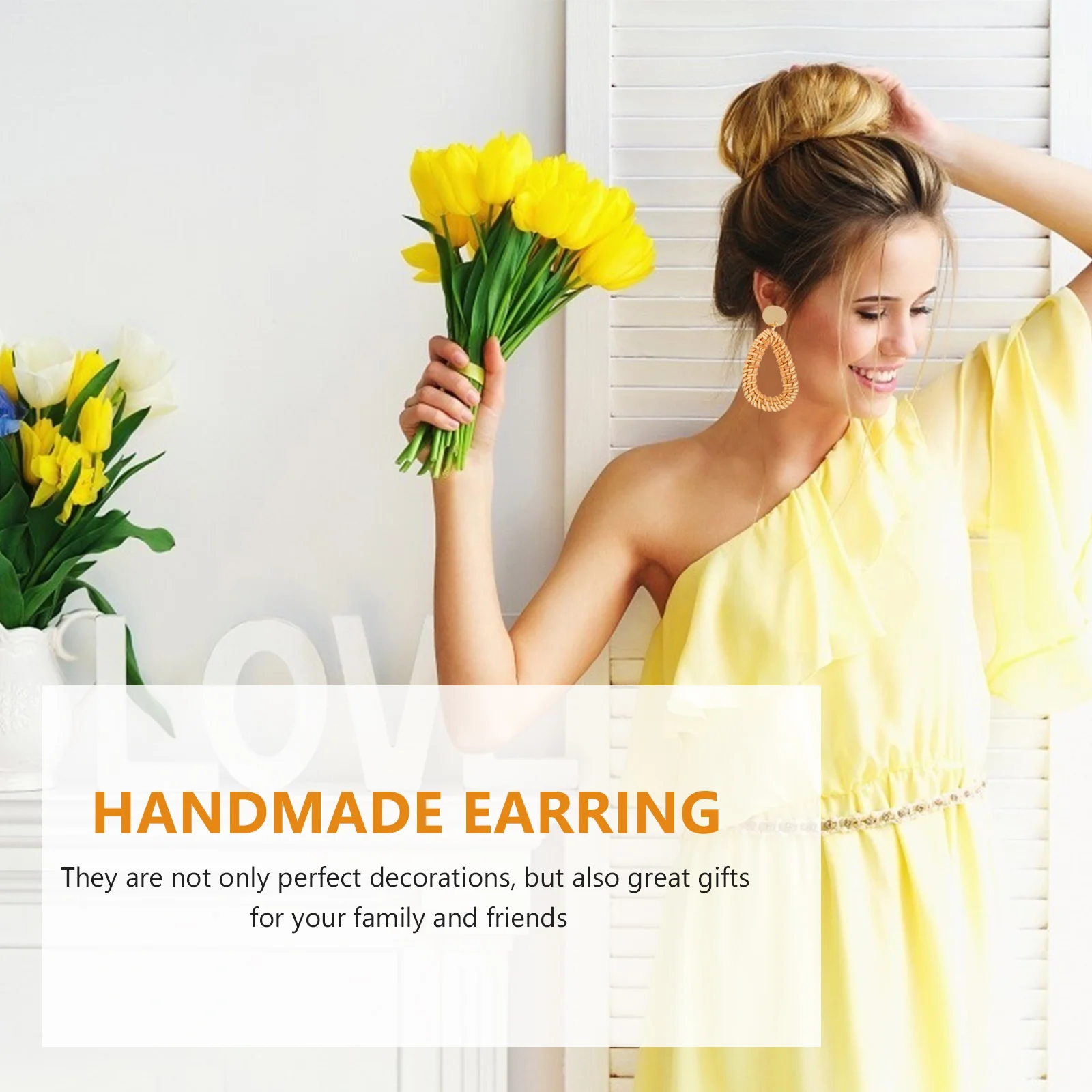 

Rattan Woven Earrings Lightweight Dangle Earrings Comfortable Ear Drops For Women Handmade Geometric Jewelry All-Match