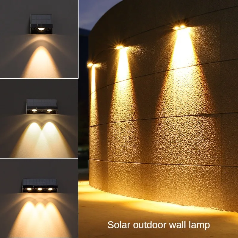 Waterproof LED Solar Wall Light, Suitable for Outdoor Deck, Terrace, Swimming Pool, Fence, 2Packs