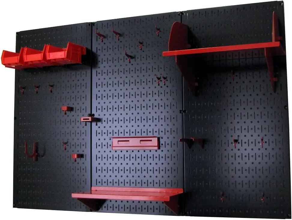 Organizer Wall Control 4 ft. Metal Pegboard Standard Tool Storage Kit with Black Toolboard and Red Accessories