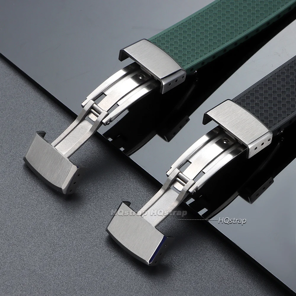 Folding Watch Buckle 16mm 18mm 20mm Universal Watch Clasp Double Click Butterfly Brush Buckle for Silicone Rubber Leather Strap view 3