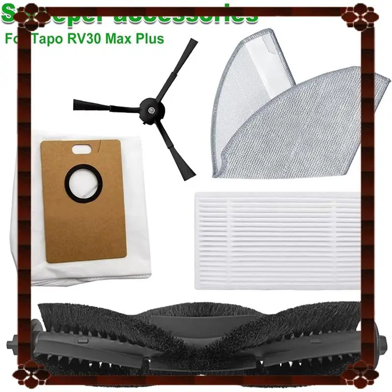 تسليم 24 ساعة مرشحات فرشاة جانبية رئيسية ممسحة أكياس الغبار القماش (11 قطعة) لاستبدال المكنسة الكهربائية Tapo RV30 Max Plus/RV20 Max Plus