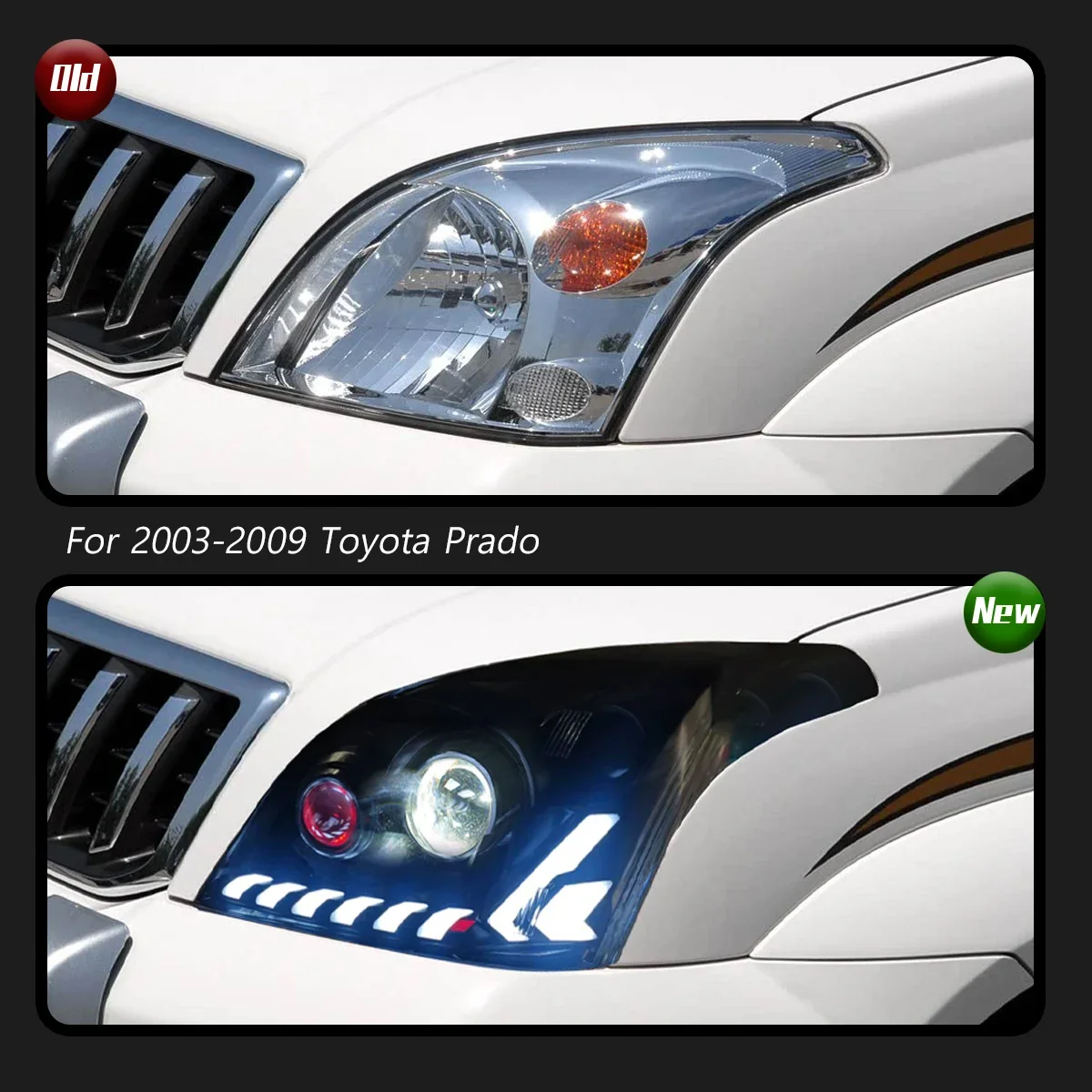 

TYPY LED Projector Headlights & Daytime Running Lights for 2003-2009 Toyota Land Cruiser Prado