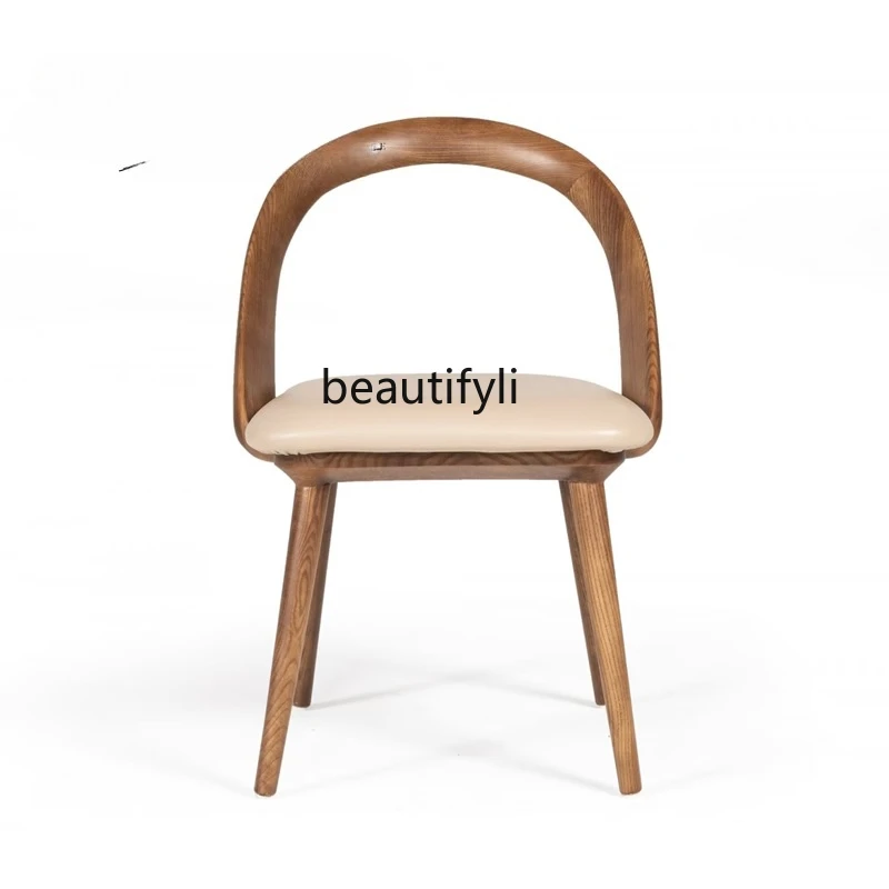 

creative household solid wood dining chair Modern light luxury personalized back chair Designer special-shaped leisure chair