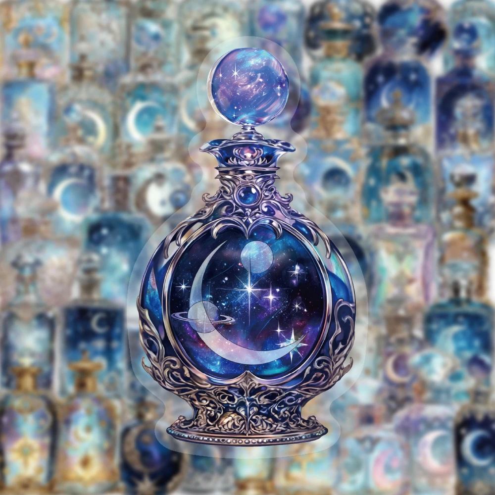 50PCS Exquisite Kunst Mondphase Flasche PET Aufkleber Kreative Mond Dekoration Wasser Tasse Telefon Fall Laptop Sammelalbum Schreibwaren Box
