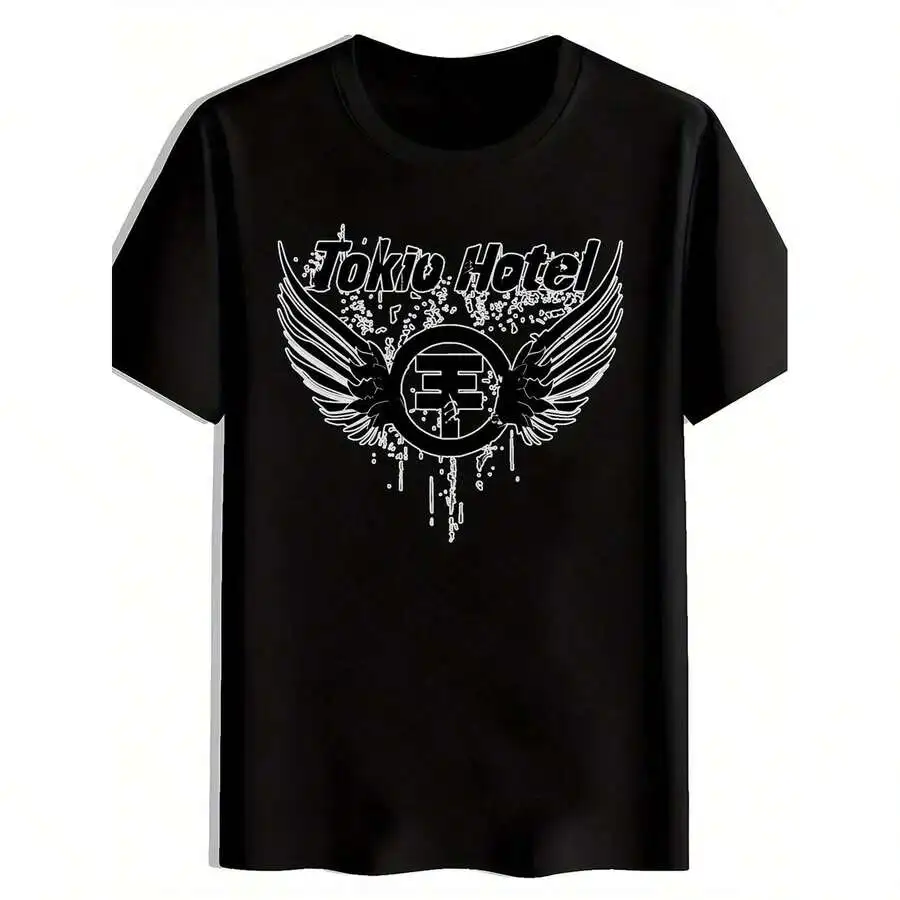 Men'S Tokyo Hotel Graphic T-Shirt - Black Casual Summer Tee With White Japanese Script And Cross