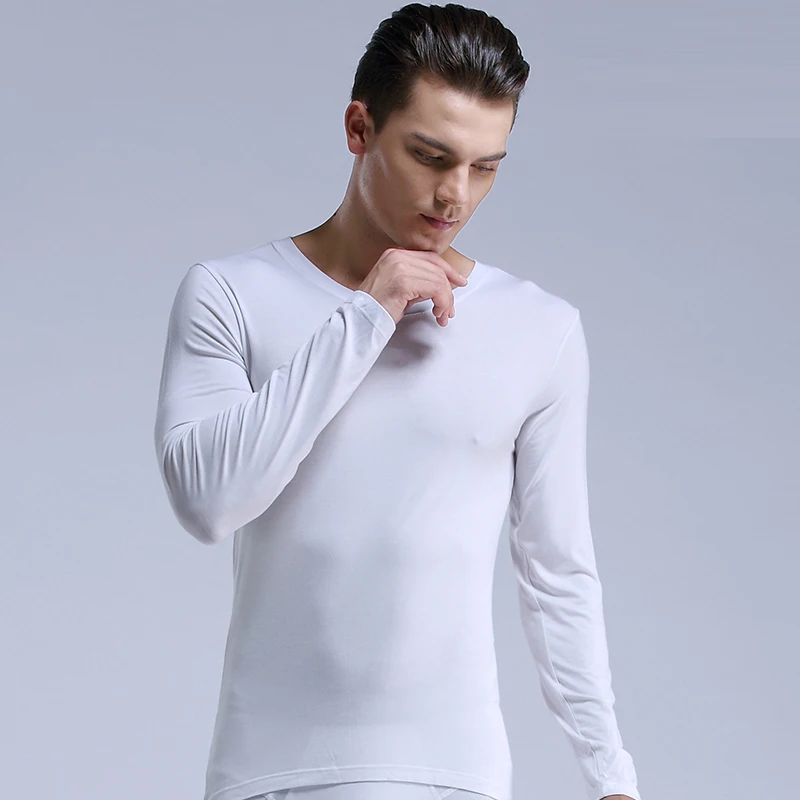 

Men's tight-fitting basic V-neck thermal underwear, long Johns, single low-neck base shirt