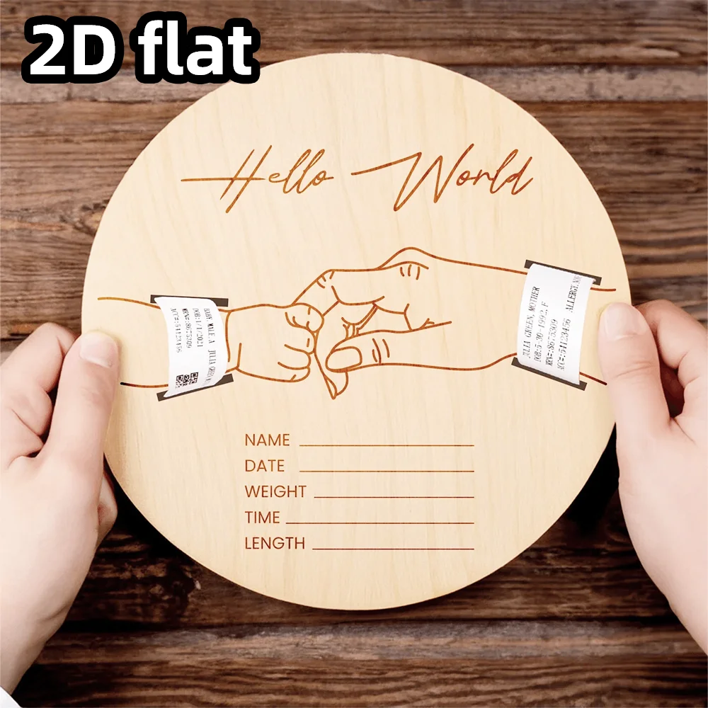 حامل سوار مستشفى الطفل الخشبي المقطوع بالليزر عنصر واحد، تذكار لحديثي الولادة منقوش شخصيًا، هدية ميلاد مخصصة للأم