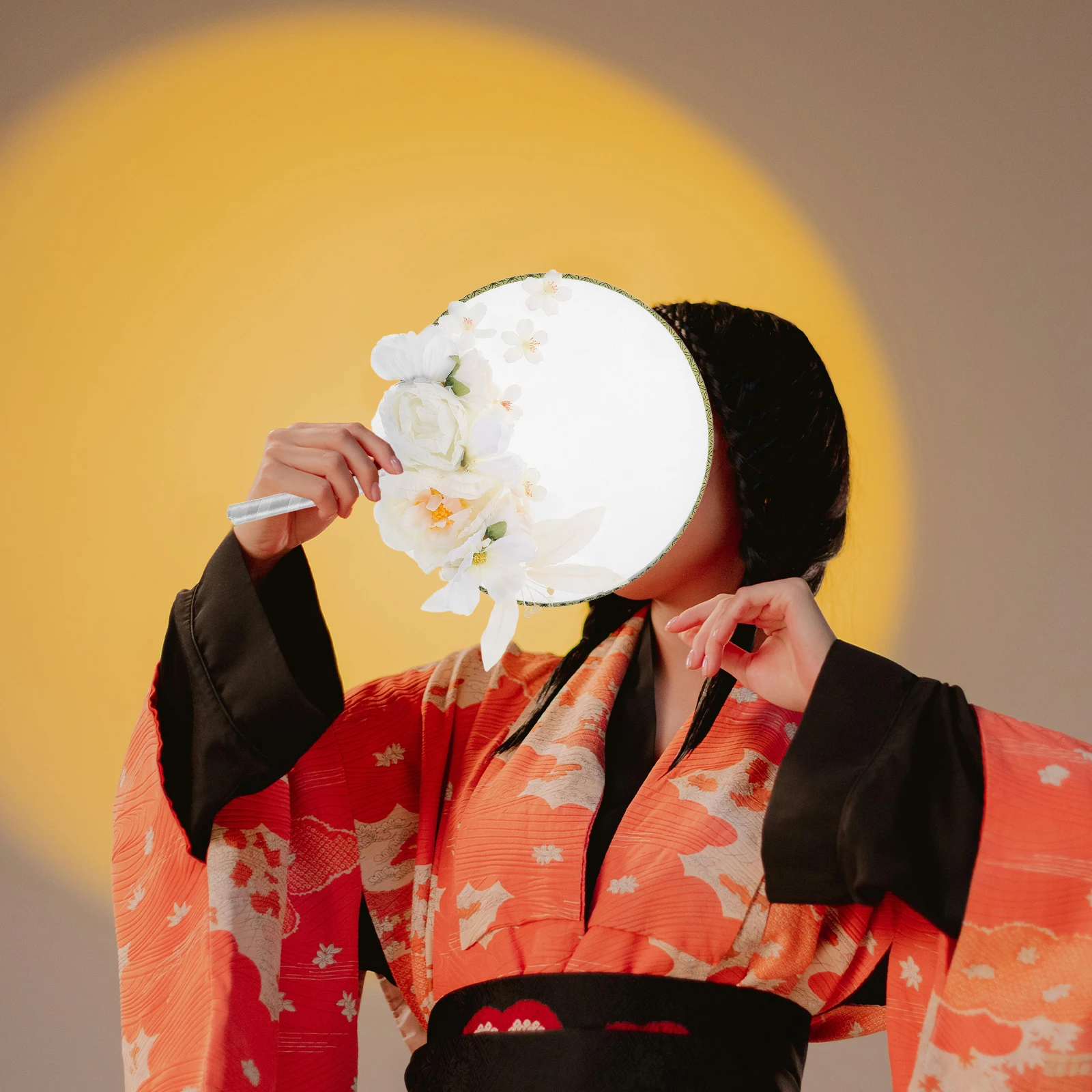 

New Chinese Aesthetics Handheld White Round Embroidery Decorative Fan For Home Wedding Photography Living Room Bedroom Tea Room