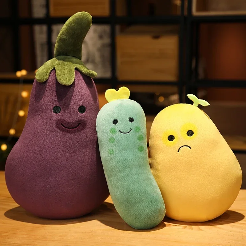 Kawaii Eggplant Towel Gourd Potato Plush Toys Cute Cucumber Dolls Plushie Stuffed Vegetable Toys Kids Baby Birthday Gifts Decor