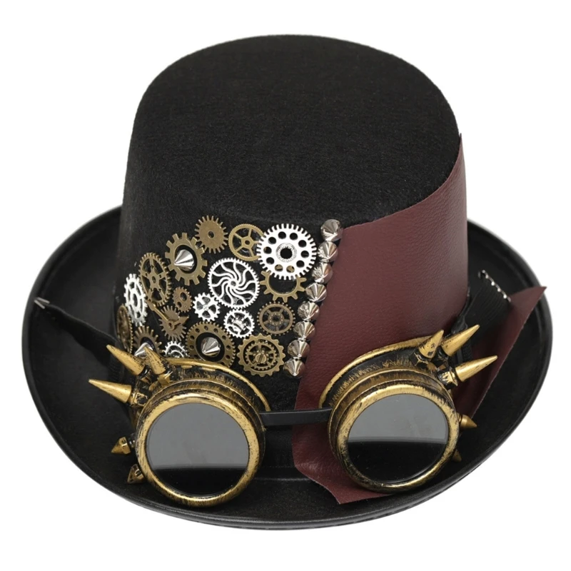 

Steampunk Men Hat With Goggles Gay Top Hat Steampunk Bowler Top Hat Vintage Halloween Top Hat Gothic Carnival Nightclub