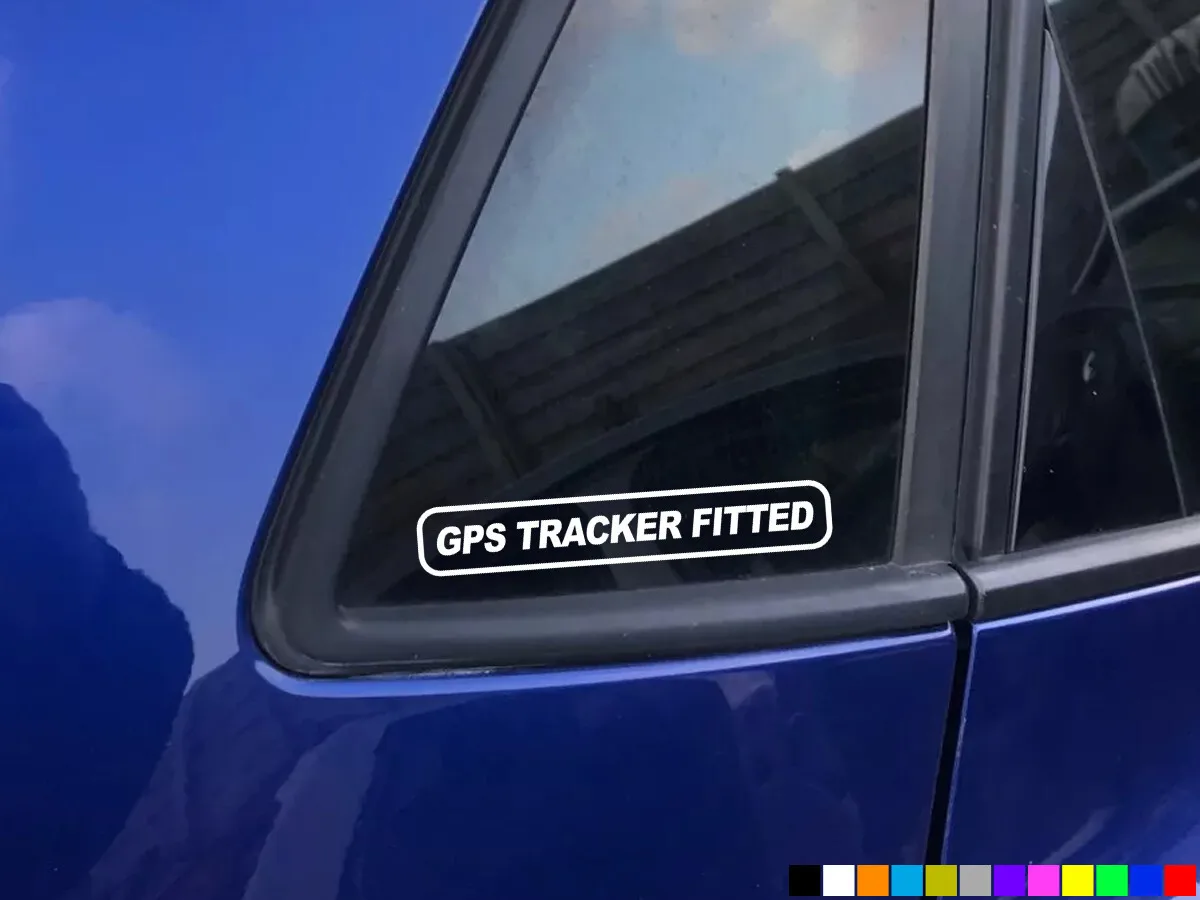 2pcs 12CM x 2CM GPS TRACKER FITTED CAR STICKERS DECALS BUMPER WINDOW VINYL PROTECTED SECURITY
