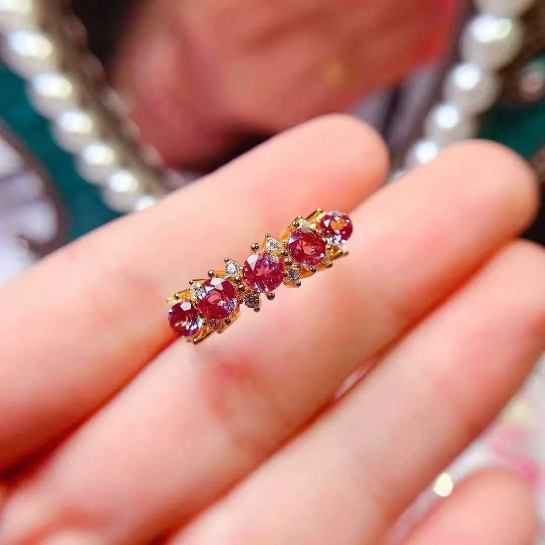 KJJEAXCMY High End Women's Ring Natural Alexandrite S925 Silver with Electroplating Boasting High Clarity Full Brilliance