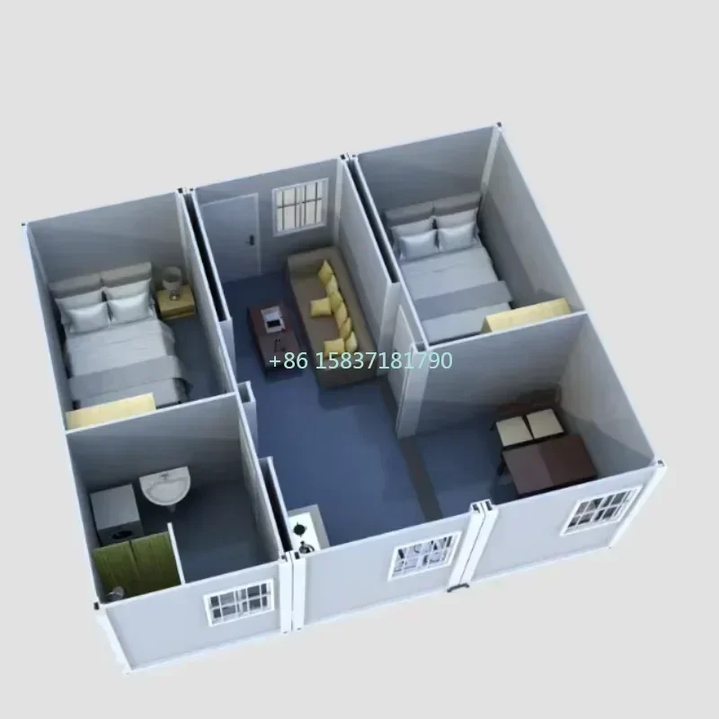 China Supplier Container House Office 20ft Expandable Folding Container Flat Pack Container House As Dormitory 2 Bedroom Price