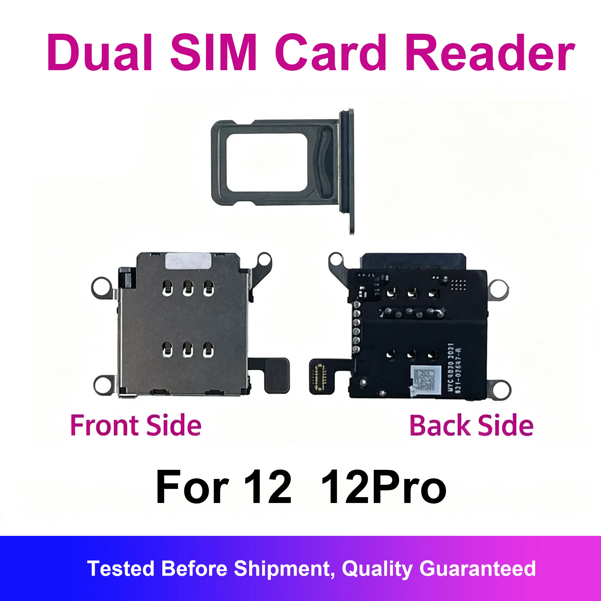 SIM Dual Card Tray Reader Adapter Flex Cable For iPhone 12 Pro Socket Slot Replacement Repair Parts Nano Connector Holder