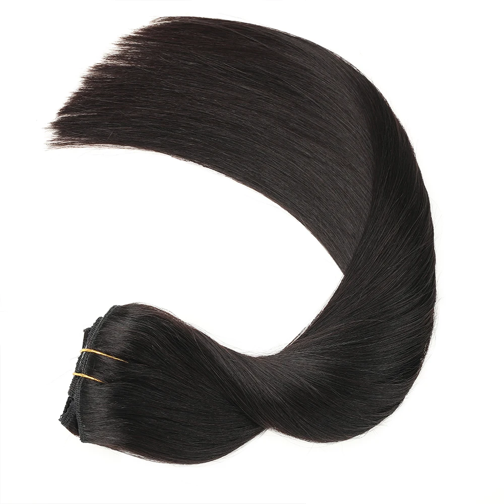 8 pezzi clip dritta nelle estensioni dei capelli clip in pizzo nero naturale Remy nelle estensioni dei capelli umani per le donne capelli clip-on 12-18 pollici 1B