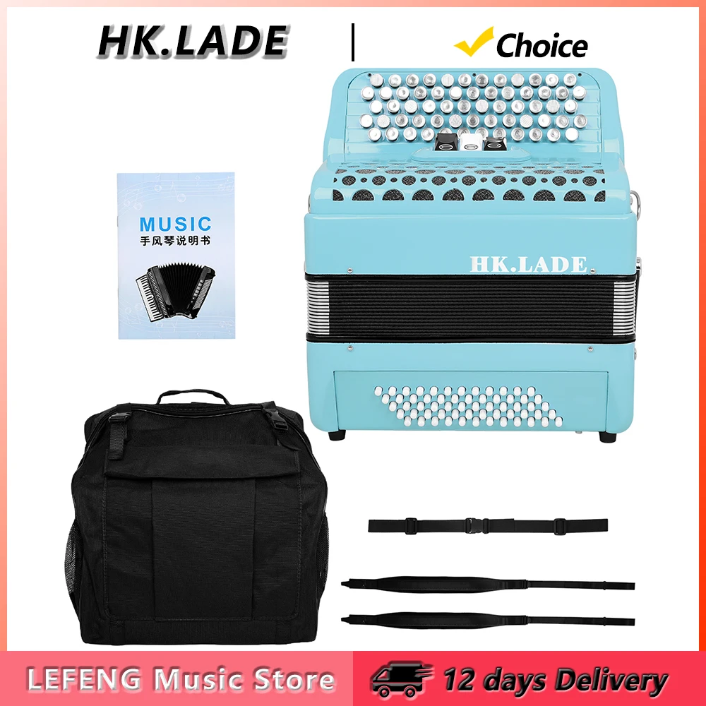 HK.LADE AH-300 Bayan Accordion 62 Keys 60 Bass Multiple-voice Accordion with Bag Keyboard Instrument for Grading Performance