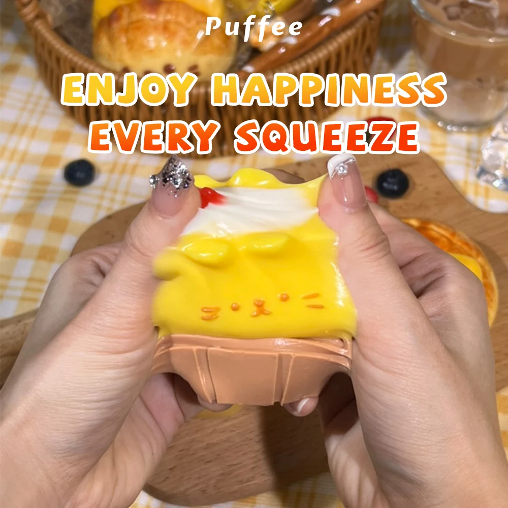 子猫カフェ食品グレードのシリコンスクイーズおもちゃ、手作りタバスクイーズ、クリーミーなソフト粘着性の遅いリバウンドスクイーズおもちゃ、パイナップルパン