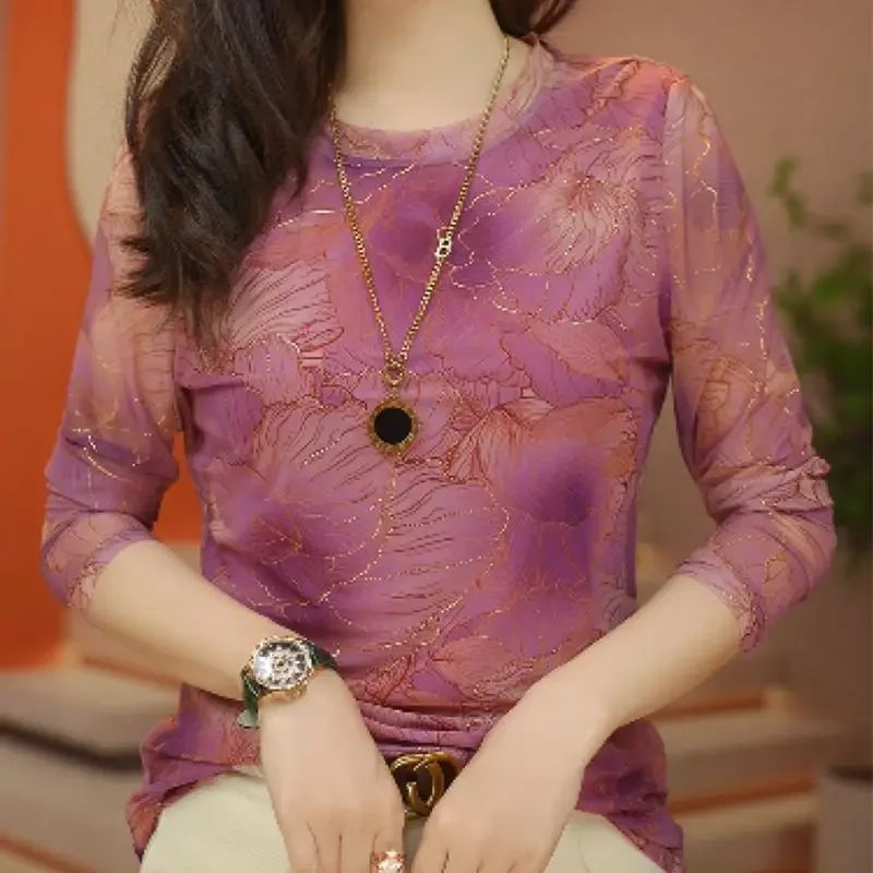 

Новая весенняя облегающая базовая рубашка с круглым вырезом и воротником, универсальный топ, интернет-знаменитости, темперамент, с длинными рукавами, китайский стиль XQ95