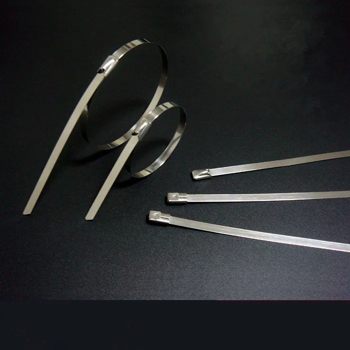 100pcs 304 Stainless Steel Ribbon Self-locked Flat Armor Tape 4.6 x 300mm 0.25mm Thick