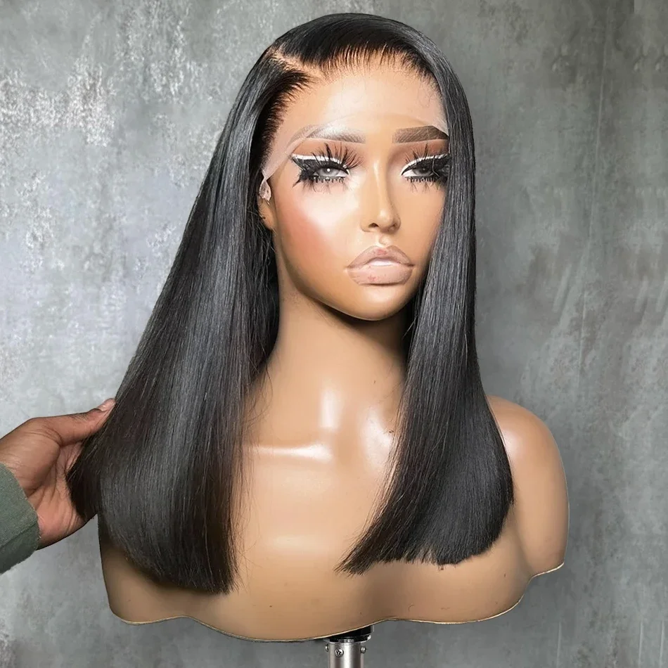 250% 5X5 Glueless Wear Straight Short Bob Wig Closure Human Hair 13X4 13X6 Transparent  Lace Front Wig Pre plucked For Women