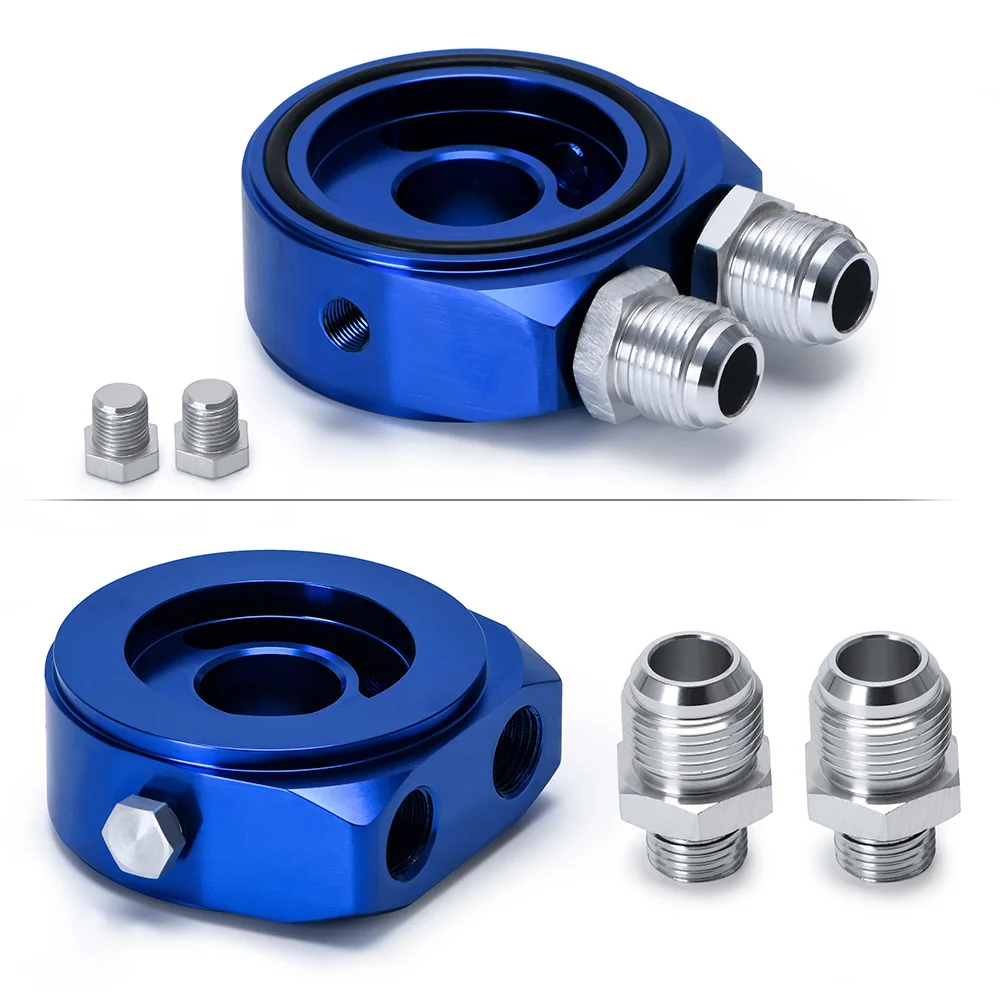 WLR RACING - Universal Aluminum AN10 Sandwich Oil Adapter Filter Cooler Plate Kit With 3/4-16 UNF , M20 x 1.5 Fitting WLR6721
