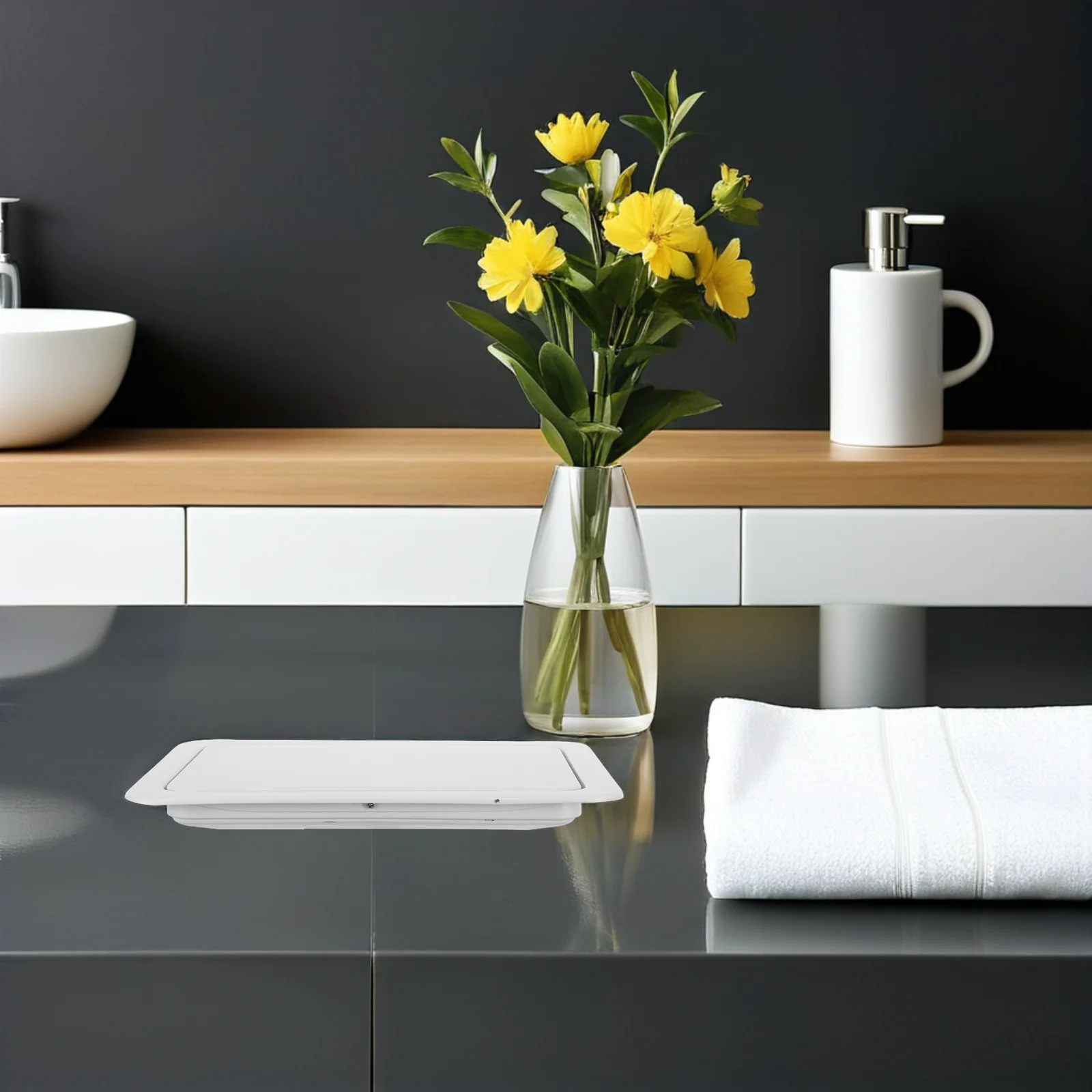 

Embedded Trash Bin Cover Stainless Steel Countertop Built-In Flip Lid For Kitchen Bathroom Recessed Garbage Can Cabinet Waste