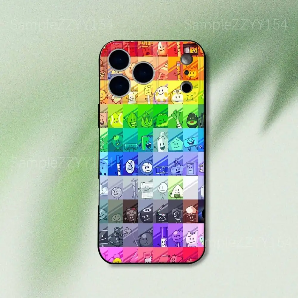 حافظة هاتف Battle For Dream Island لهاتف iPhone 17,16,15,14,13,12,Pro,Max,Plus,E,SE4,Air,Mini Black Soft Funda