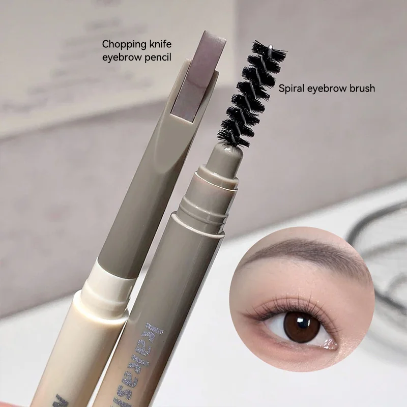 Kakashow Augenbrauenstift mit Augenbrauenpinsel, doppelköpfiger leichter Augenbrauen im koreanischen Stil, wasserfestes und langanhaltendes Make-up