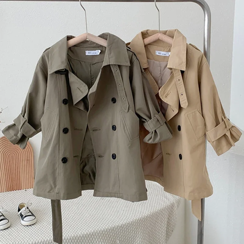 

Children Jackets Long Trench Coat for Kids 2024 Fall Winter Spring Boys Outerwear Girls Windbreaker 1-8T Baby Toddler Outfits