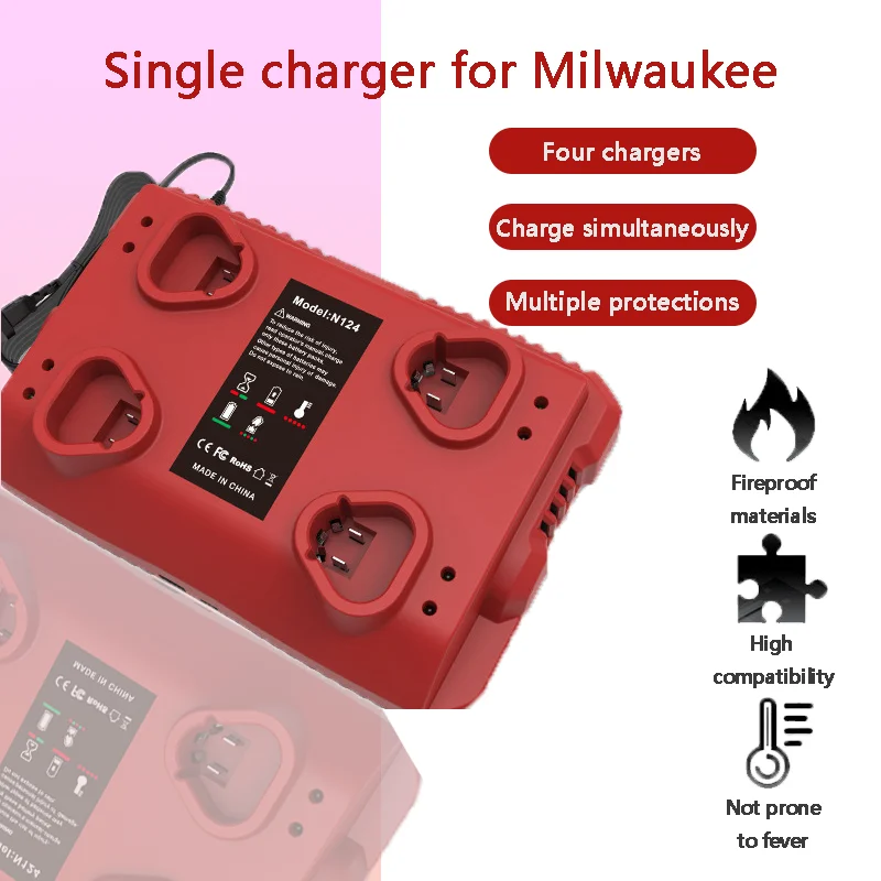 Rechopower For MILWAUKEE 12V 4-Port Fast Charger Station with USB&Type-C Ports